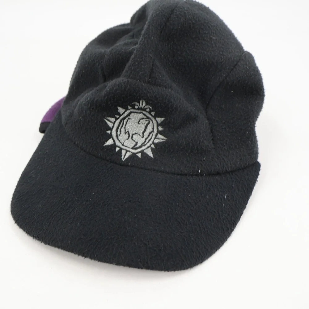 Bula Fleece 5 Panel Cap Mens OSFM Black Purple Ear Flaps Made in USA Hat
